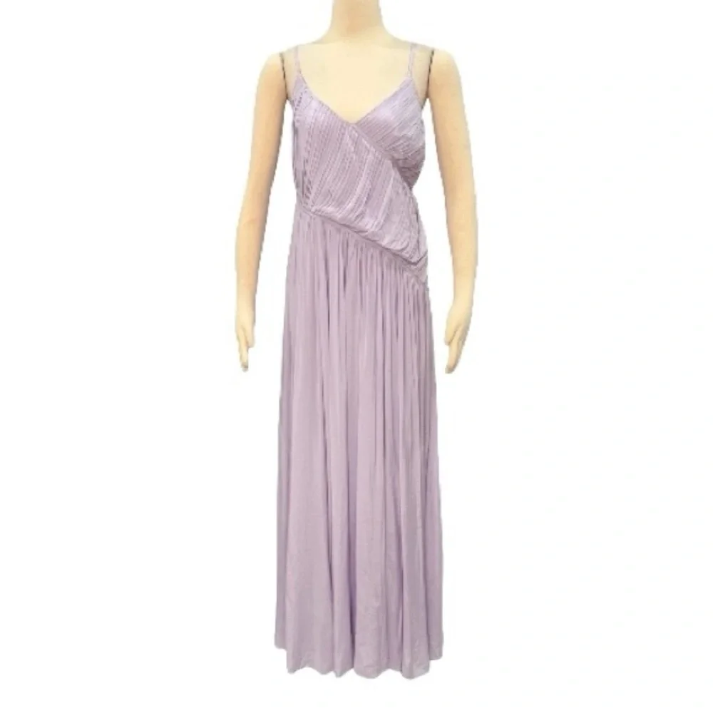 Trina Turk Women's Asymmetrical Pleated Cherry Grove Purple Maxi Dress Medium